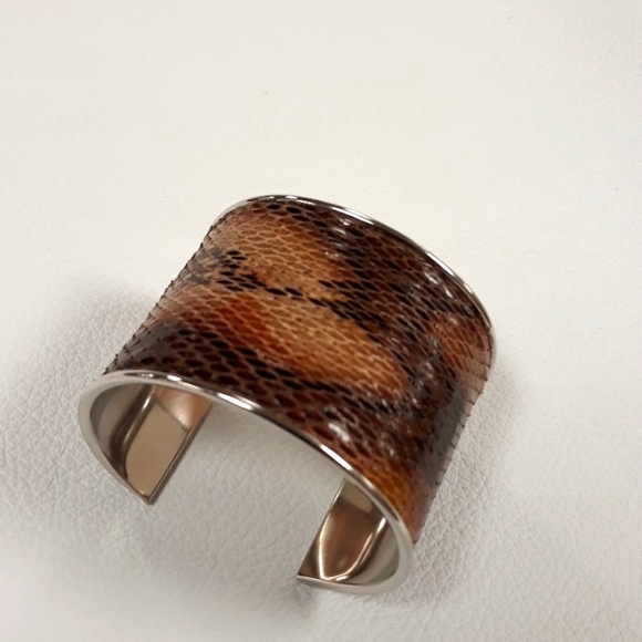 Hand Painted Python Snakeskin/Cuff Bracelet/ Statement Bracelet Handcrafted/Boho - Picture 5 of 15